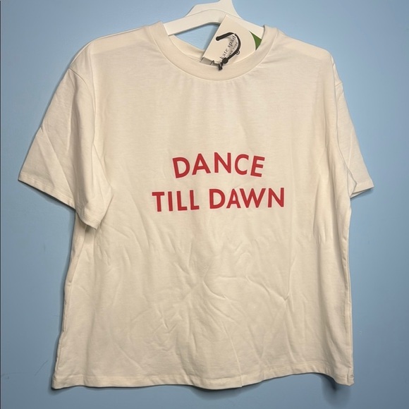 Kate Spade x Target cream white  T-Shirt with Red 'Dance Till Dawn' Print - Picture 5 of 11